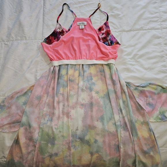 Nicole Miller NY Woman's Maxi Dress L Colorful Watercolor Floral Boho Summer - Picture 6 of 9